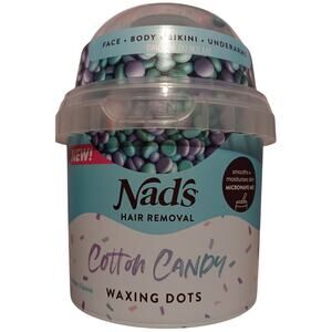 Nad's Cotton Candy Waxing Dots in Microwaveable Jar Hair Removal & Oil Wipes